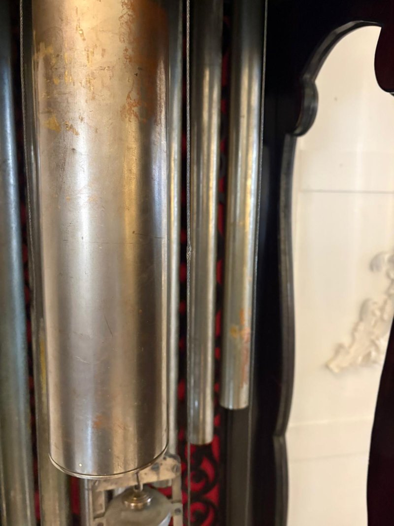 Antique Exhibition Quality Carved Mahogany Nine Tube Chiming Longcase Clock - Image 5